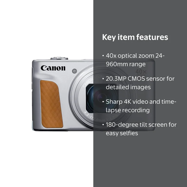 Canon, PowerShot SX740 HS Digital Camera, 20.3MP, Silver - Walmart.com