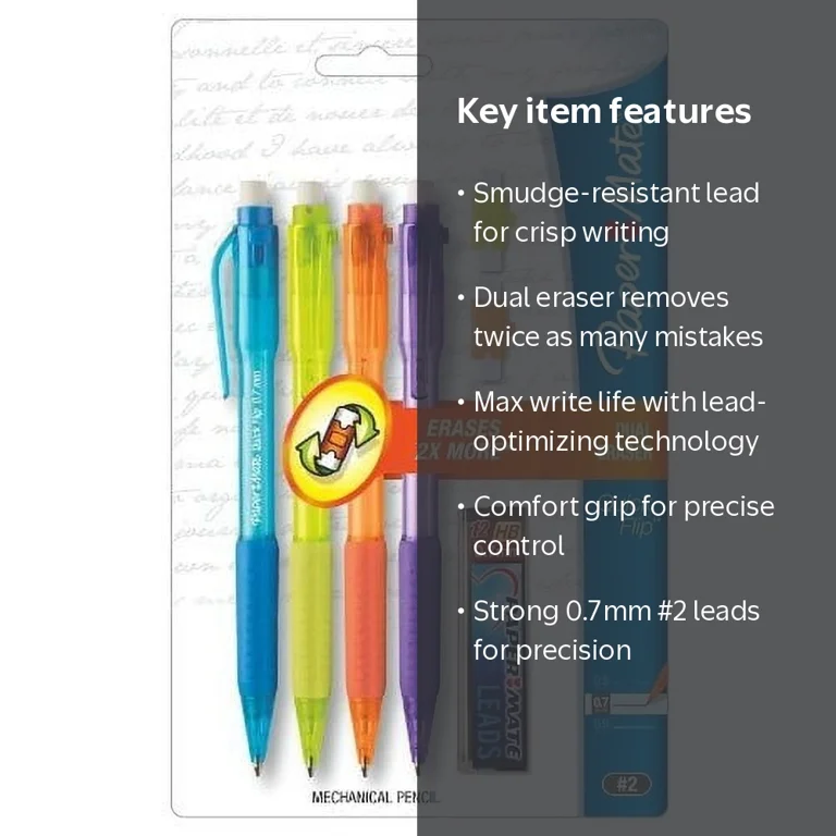 Paper Mate Quick Flip 0.7MM Mechanical Pencil Starter Set, 4