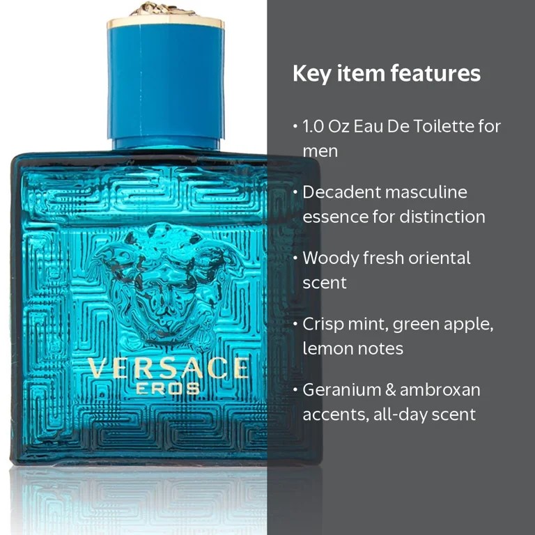 Versace, Eau De Toilette, Woody Fresh Oriental Fragrance, 1 oz