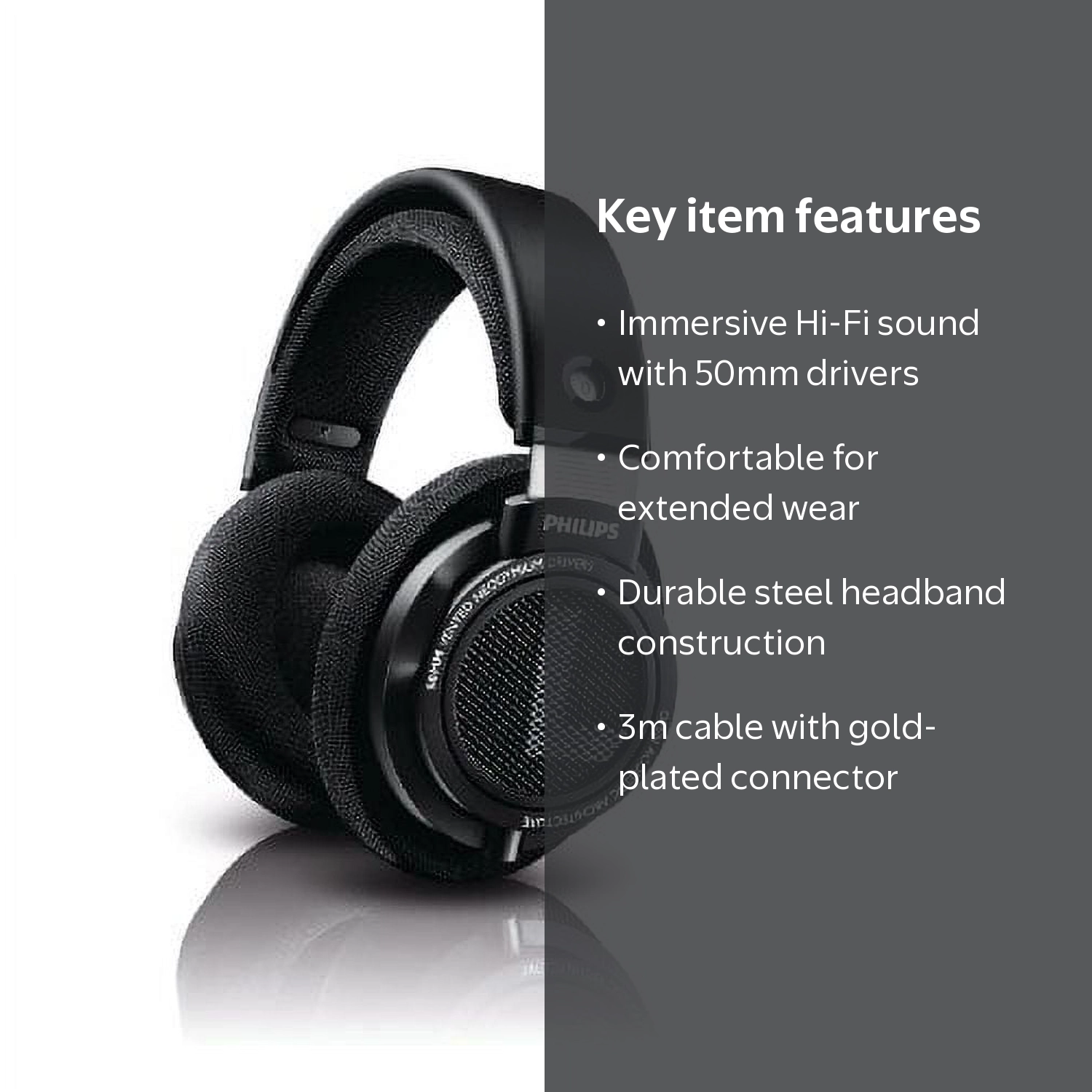Philips, Wired Headphones, SHP9500, Black, 50mm Drivers - Walmart.com