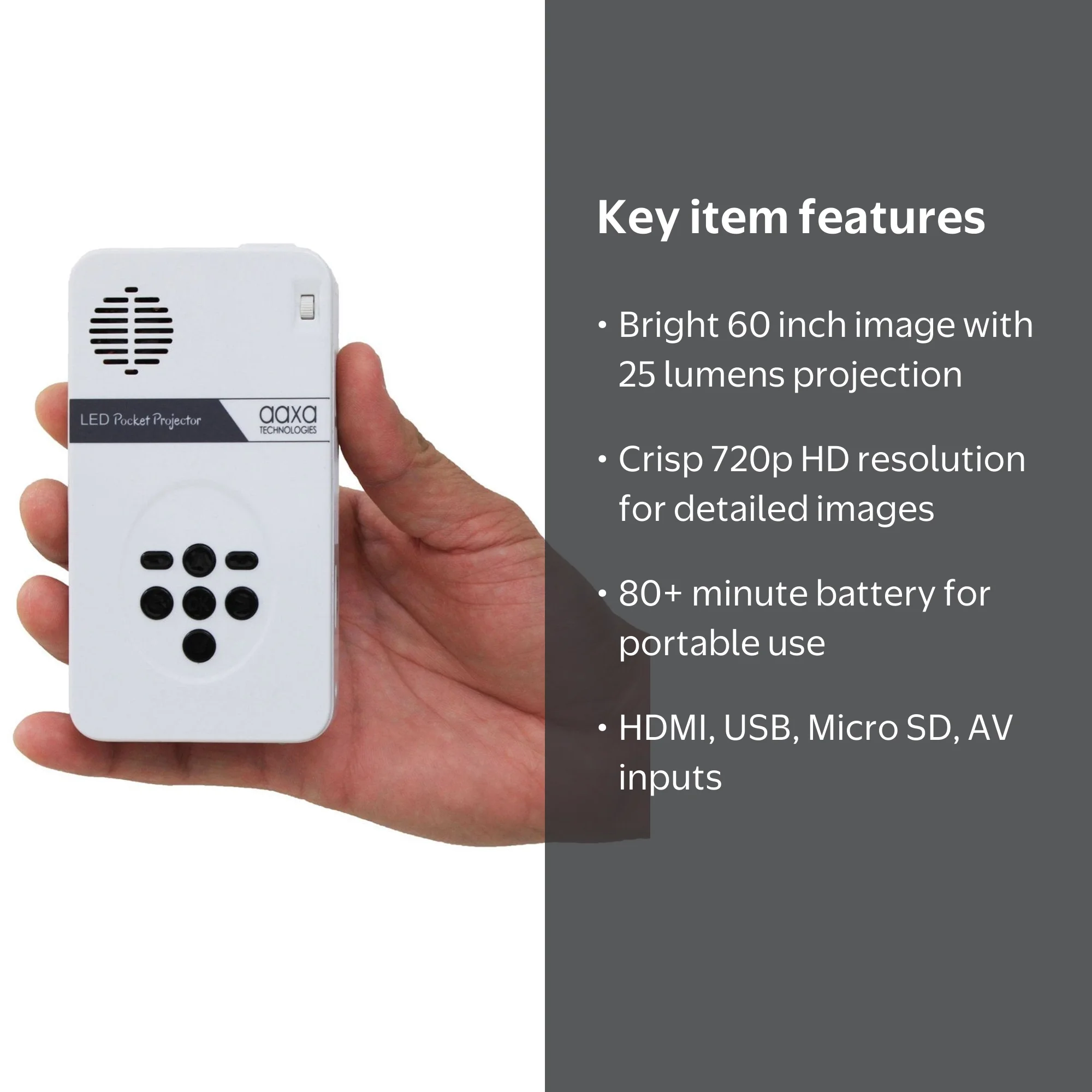 AAXA LED Pico Ultra-Portable Mini Pocket Projector with Small