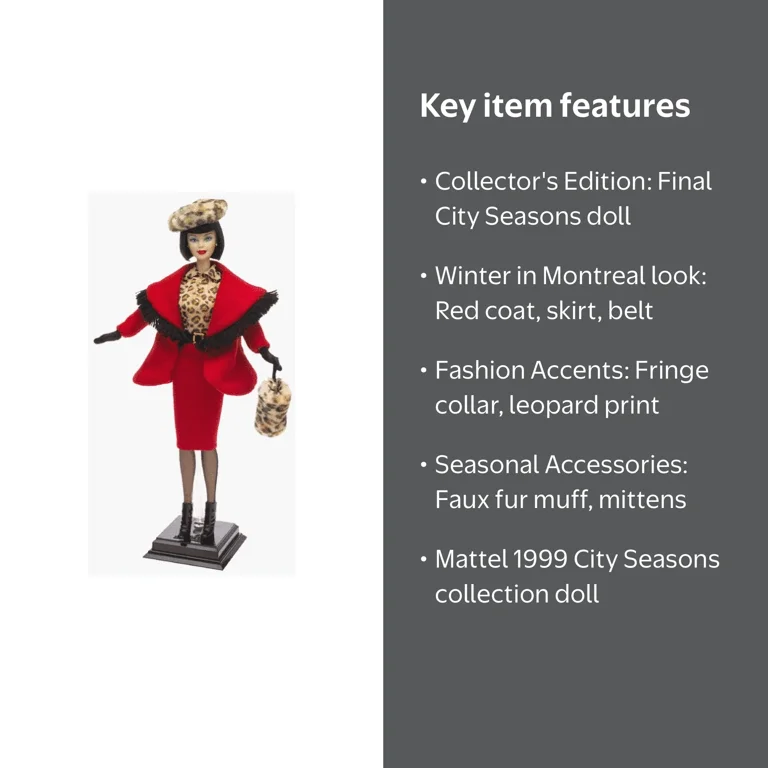 バービー　フェラーリ[ ボディ ] & ウィンターインモントリオール[服] 美品 Winter in Montreal Barbie Doll City Seasons Winter Collection 1999