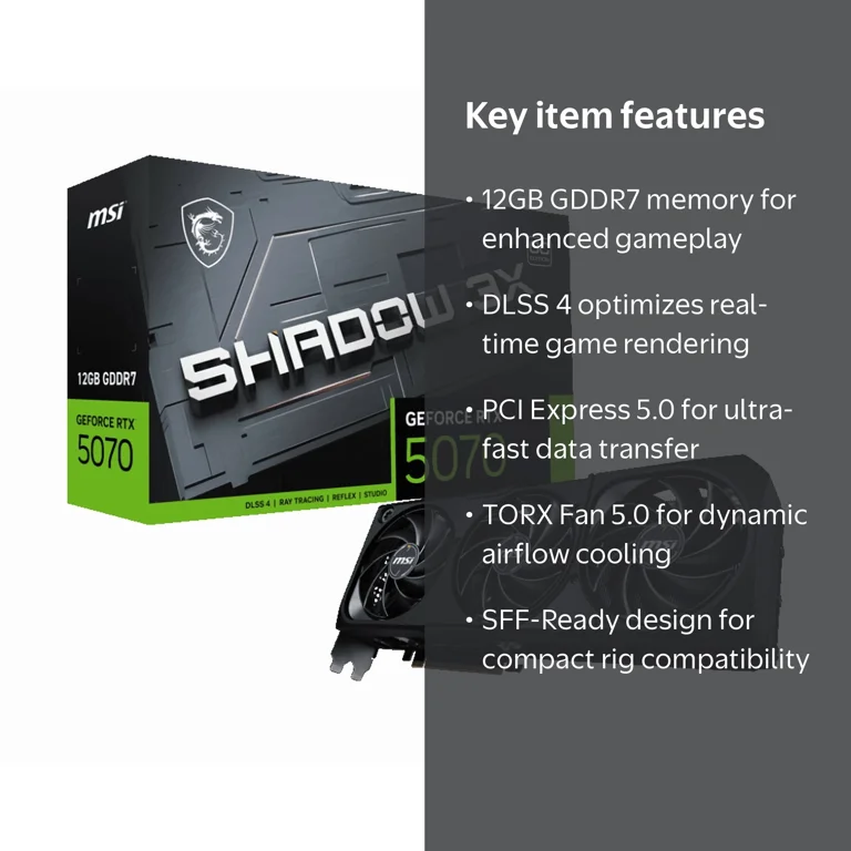 MSI, Graphics Card, 12GB GDDR7, PCI Express 5.0, GeForce RTX 5070