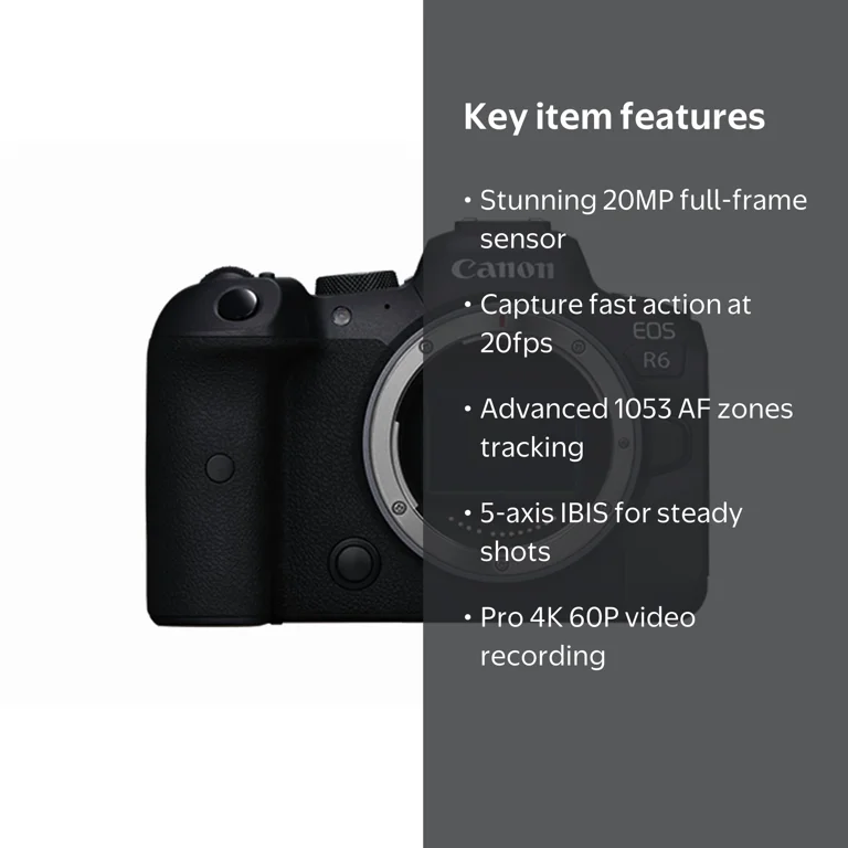 Canon EOS R6 Full-Frame Mirrorless Camera Body Only (International