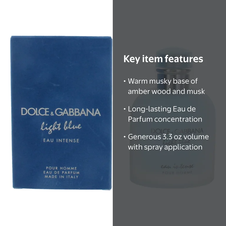 D&G Light Blue Intense for Men 3.3 oz EDP SP - Walmart.com