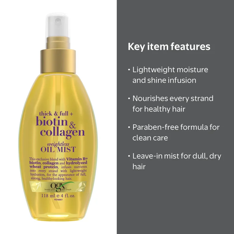 Thick & Full Biotin & Collagen Weightless Hydrating Oil Mist, 4 fl