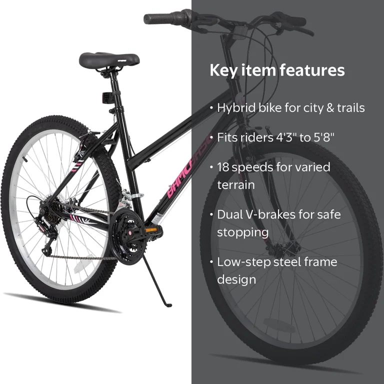 HILAND Womens Mountain Bike, 24 26 Inch, 18 Speeds Hybrid Bicycle