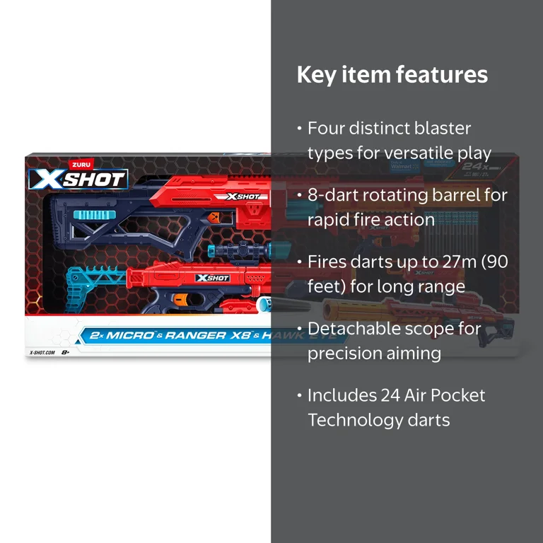 XSHOT Excel Combo Pack Ranger X8, Hawkeye, and 2 Micros by ZURU
