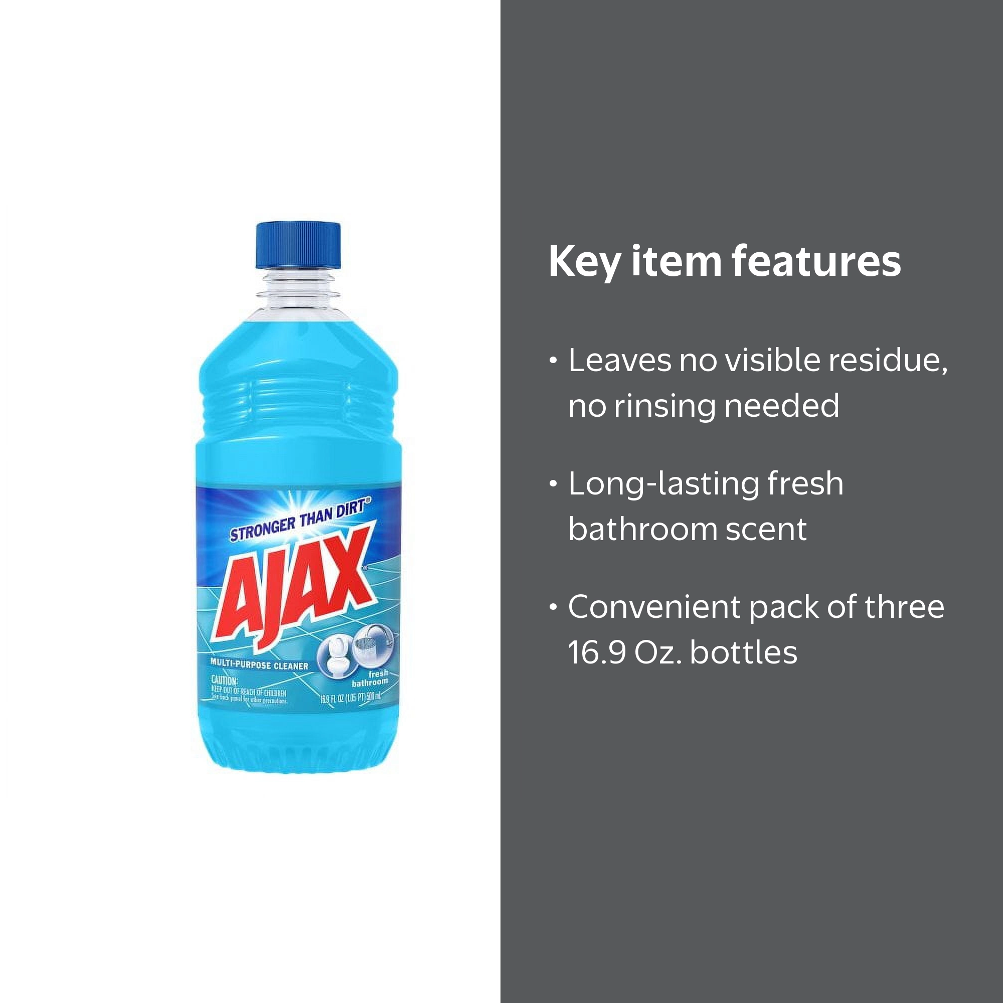 AJAX Multi-Purpose Cleaner, Fresh Bathroom Scent, 16.9 Oz Bottles