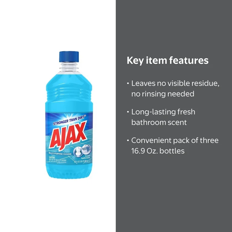 AJAX Multi-Purpose Cleaner, Fresh Bathroom Scent, 16.9 Oz Bottles
