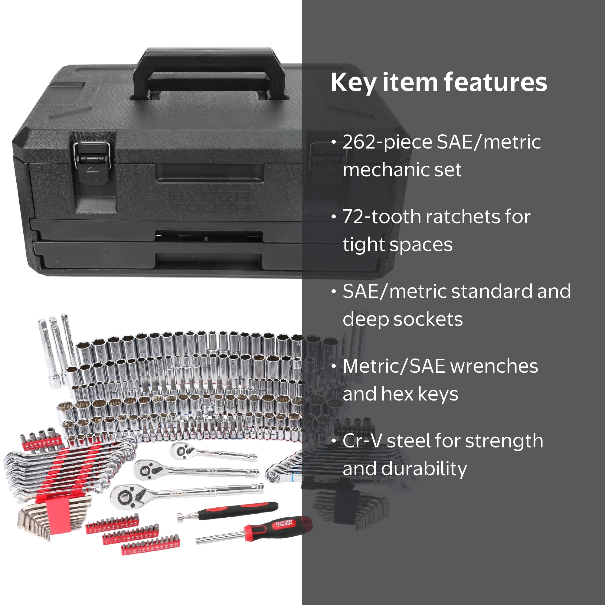 Hyper Tough 262-Piece Mechanics Tool Set, SAE and Metric - Walmart.com
