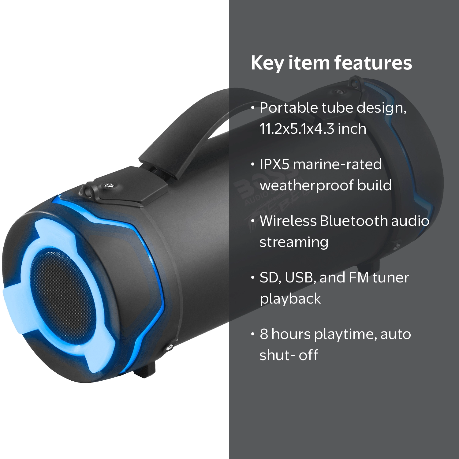 BOSS Audio TUBE Portable Waterproof Bluetooth 3