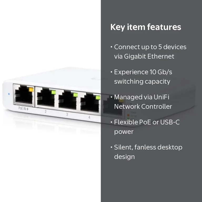 Ubiquiti Networks, Ethernet Switch, 5 Gigabit Port, PoE Input