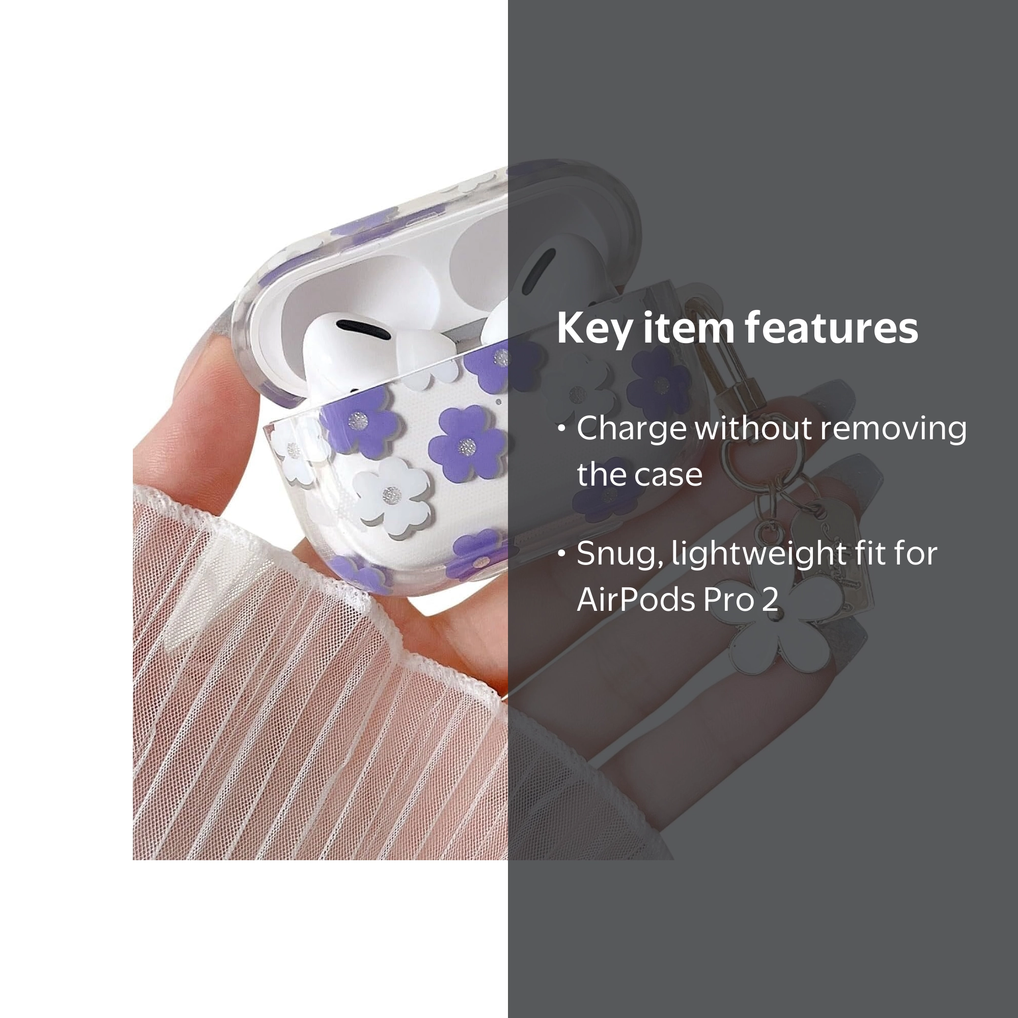 Compatible with AirPods Pro 2 Clear Case,Cute Cartoon Flower