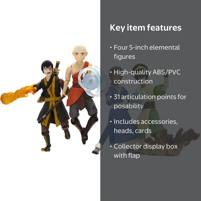 Fold Avatar Elemental Action Figures, with High-Quality ABS/PVC 4