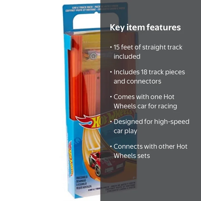Hot Wheels, Kids Track Builder, 15' Straight Track - Walmart.com