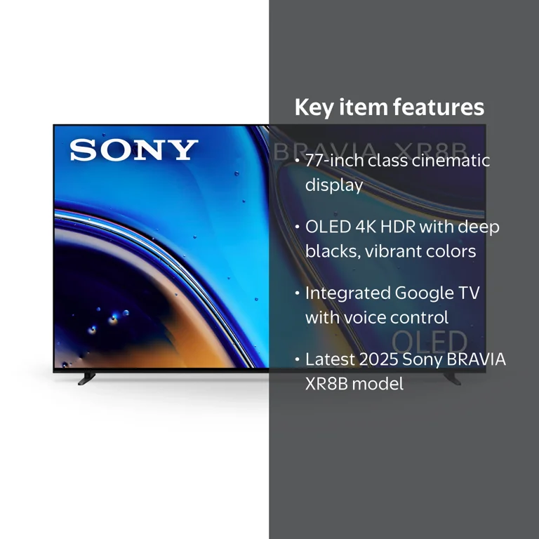 Sony 77” class BRAVIA XR8B OLED 4K HDR Smart Google TV K-77XR8B