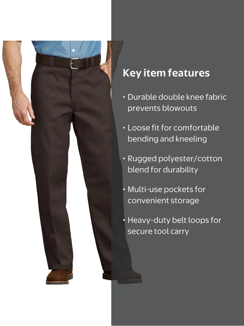 Dickies, Men's Work Pants, Double Knee Loose Fit, Size Big
