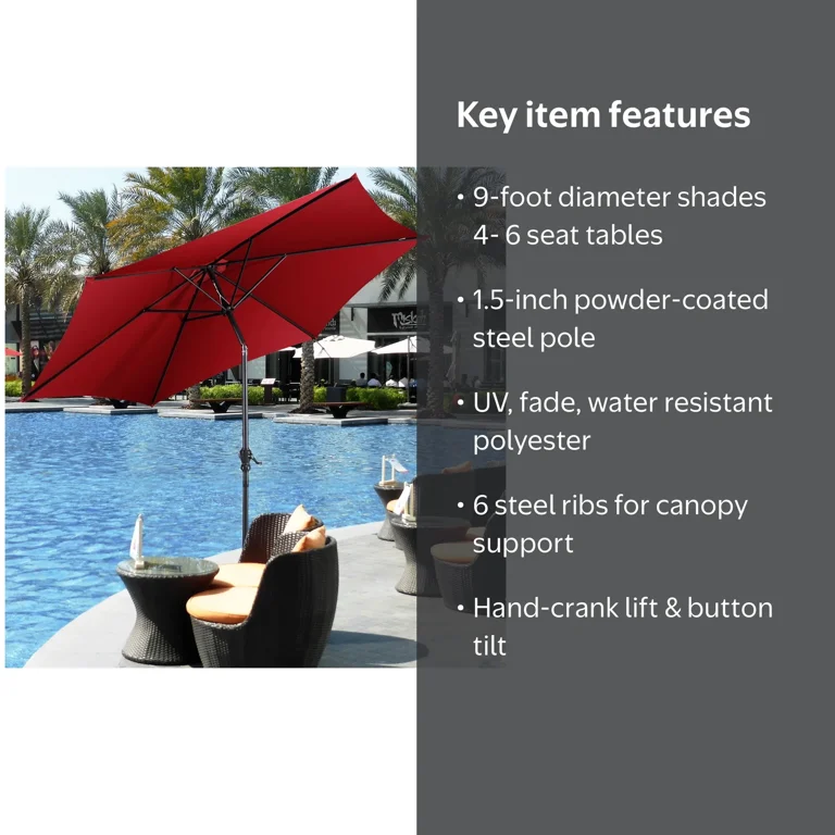 7 1 2 burgundy patio umbrella Best Choice Products 7.5ft Solar LED Lighted Umbrella, Table Market Umbrella with Tilt and Crank, Outdoor Umbrella for Garden, Deck, Backyard, Pool and Beach Dont hesitate to buy this gorgeous umbrella home. ABCCANOPY Patio Umbrella 9FT Outdoor