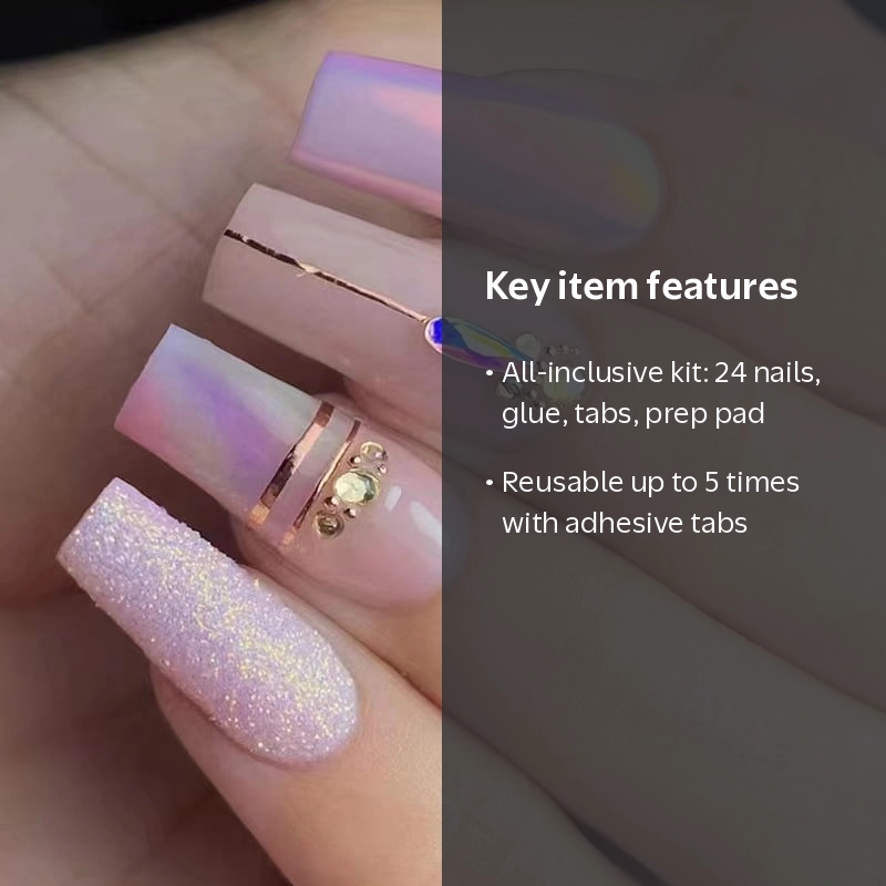 rynn&rae Z714 Coffin Medium Long Press on Nails Tips Full Cover