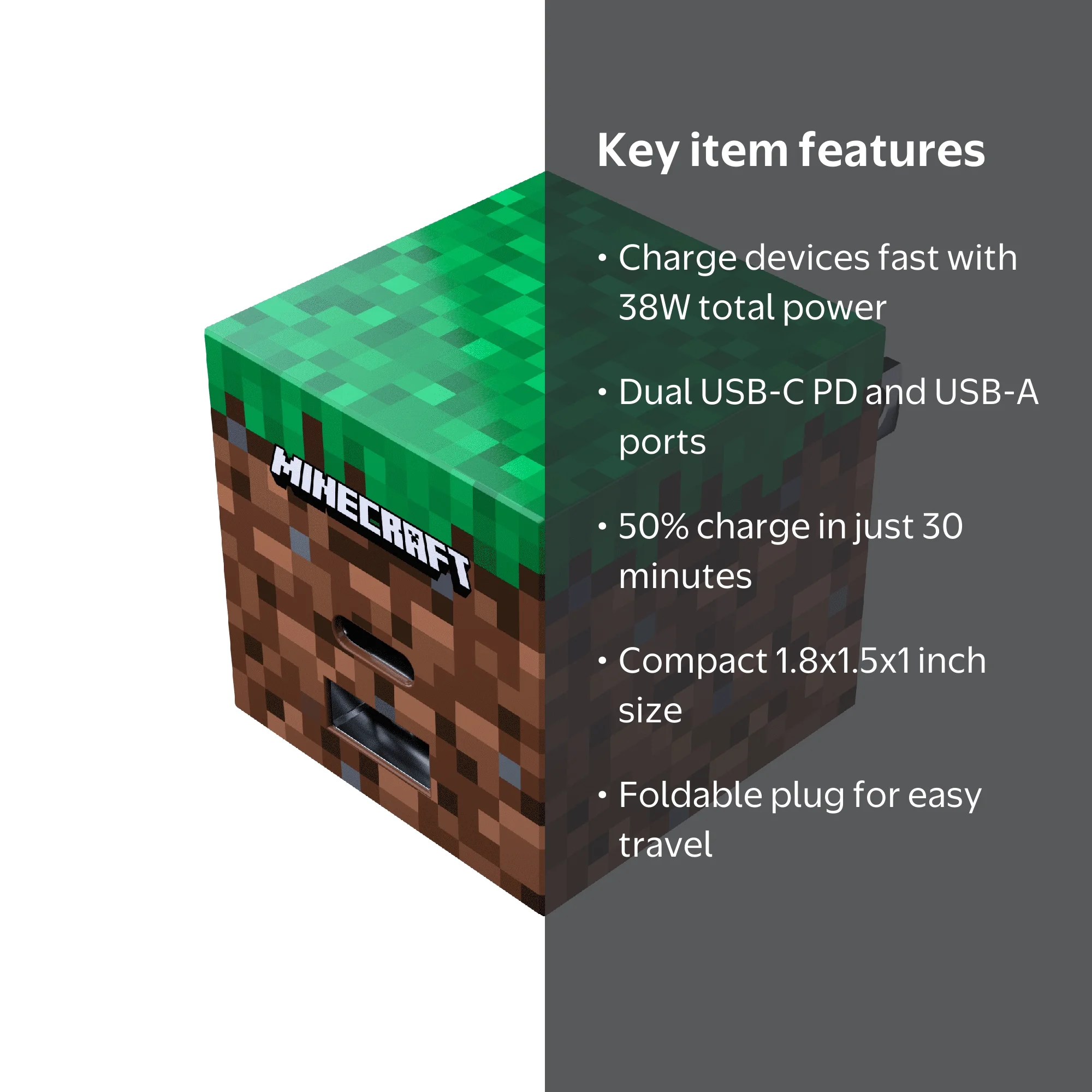 Liquipel Powertek Minecraft Dual USB-A / USB-C Wall Charger