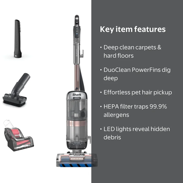 Shark Vertex PowerFin Upright Vacuum, Self-Cleaning Brushroll