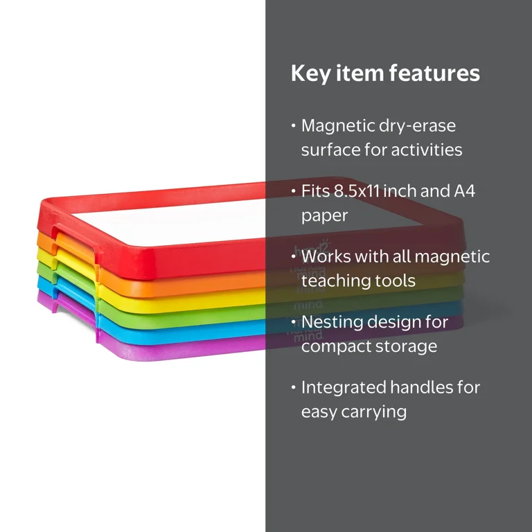 hand2mind Magnetic Dry Erase Activity Trays, Stackable Trays for