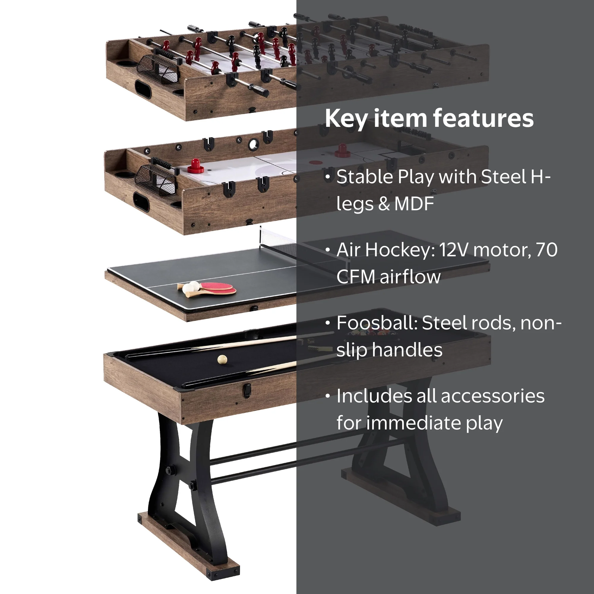 Barrington Billiards 54 Inch 4-in-1 Multi Combo Game Table