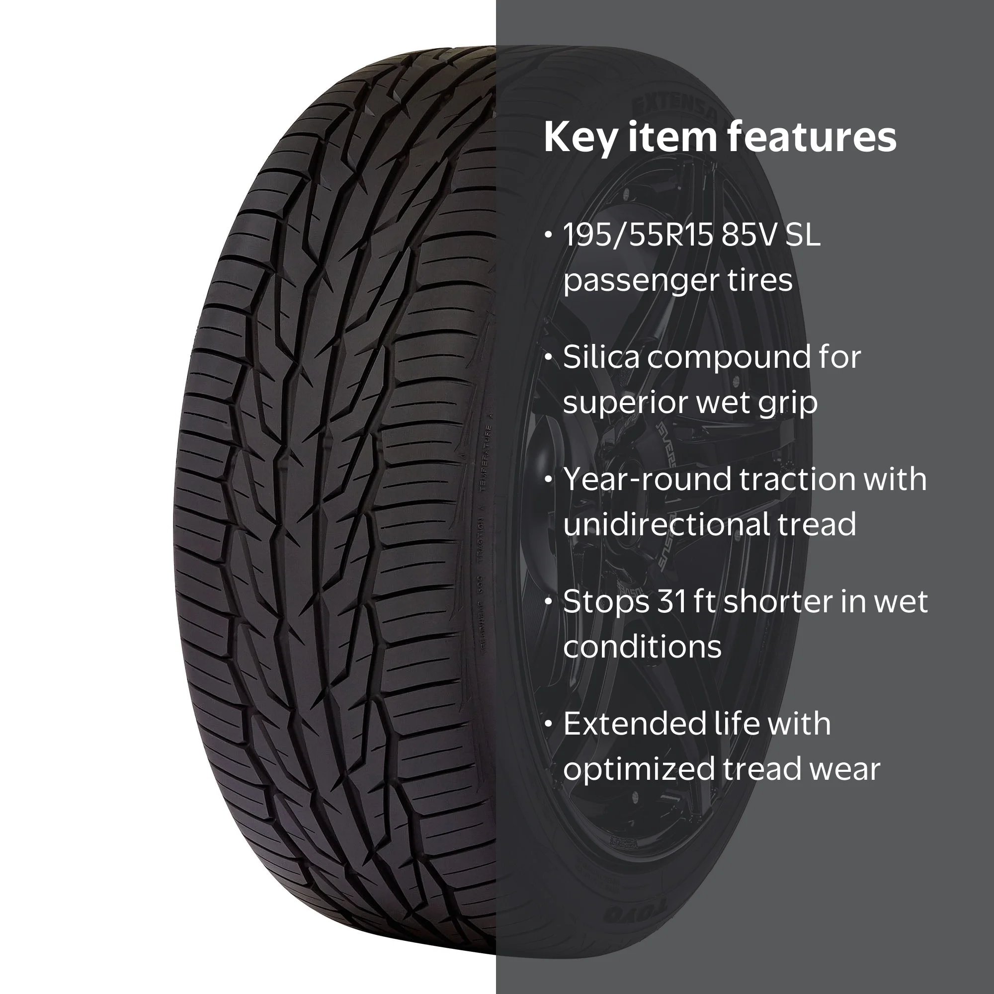 Free Shipping! Toyo Extensa HP II 195/55R15 85V Tire with All