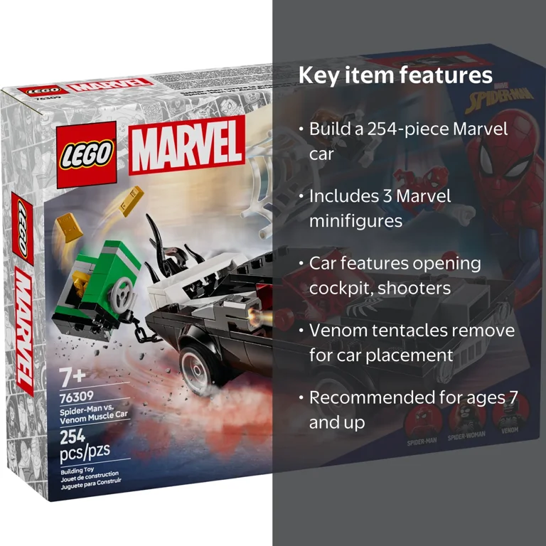 LEGO, Marvel Spider-Man vs Venom Muscle Car Toy - 76309 - Walmart.com