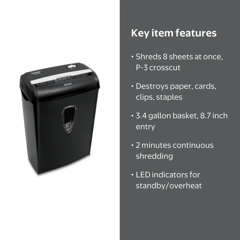 Aurora 8-Sheet Cross-Cut Paper Shredder, Black, New - Walmart.com