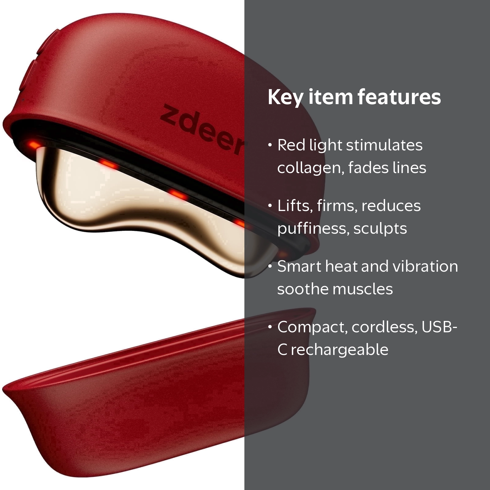 Zdeer LED Red Light Therapy Facial & Neck Massager, Heated Gua Sha