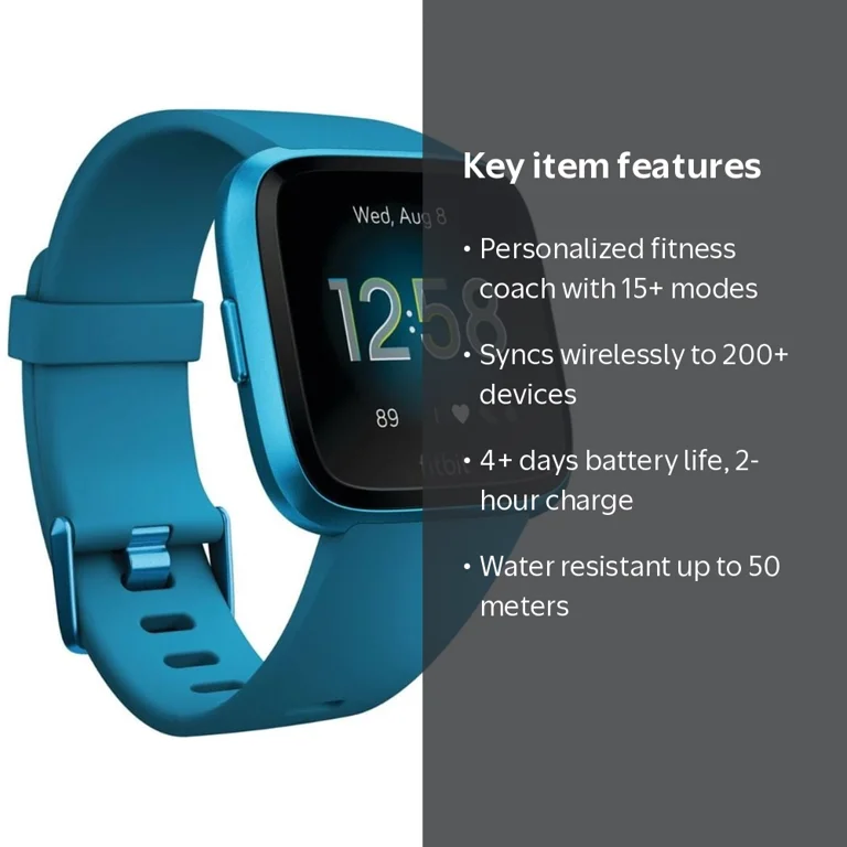 Fitbit Versa Lite Edition Smart Watch with Classic Wristband and 4