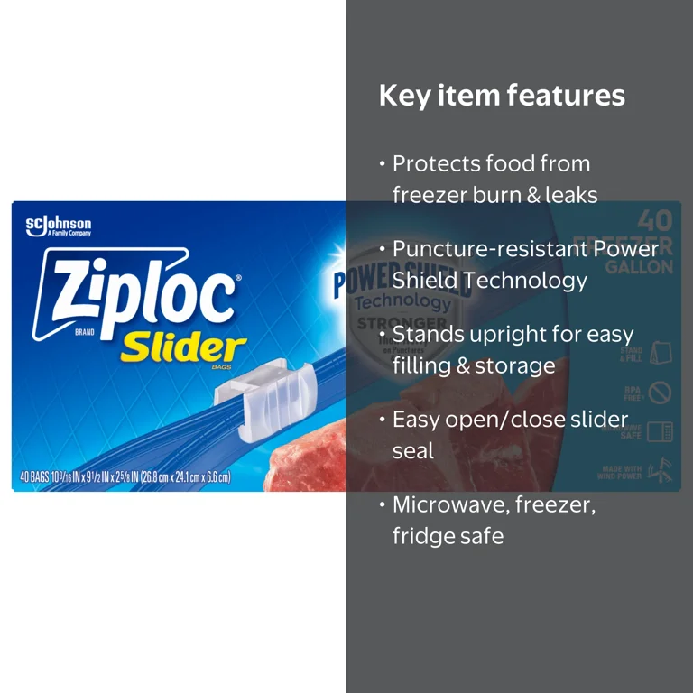 Ziploc® Reusable Gallon Storage Bags with Slide Close, Power