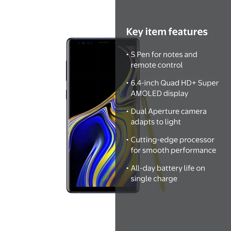 Samsung, Galaxy Note 9 Smartphone, 128GB Unlocked, Ocean Blue