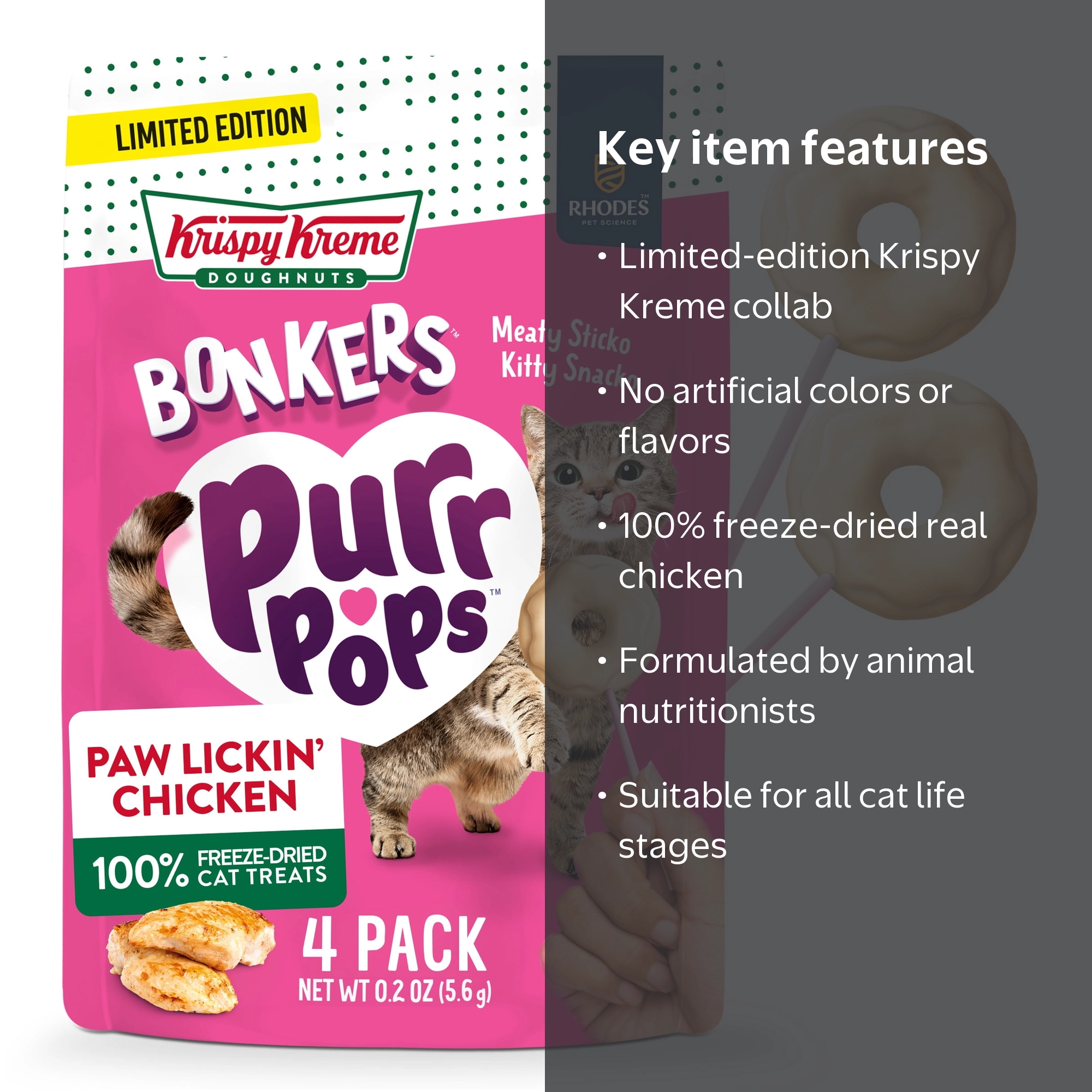 BONKERS Purrpops Krispy Kreme Limited-Edition Freeze-Dried Chicken