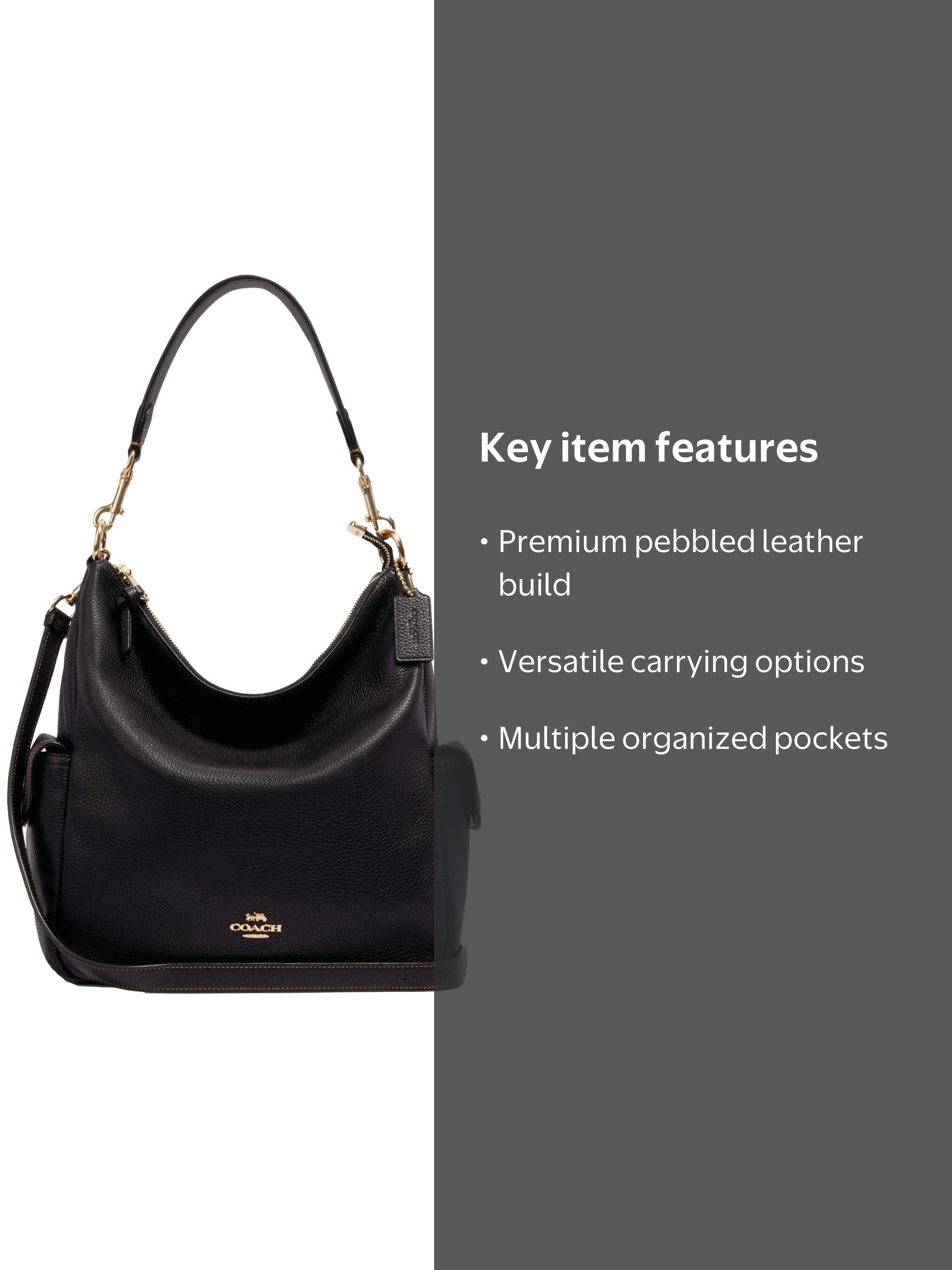 Coach Pennie Pebbled Leather Crossbody Shoulder Bag in Black