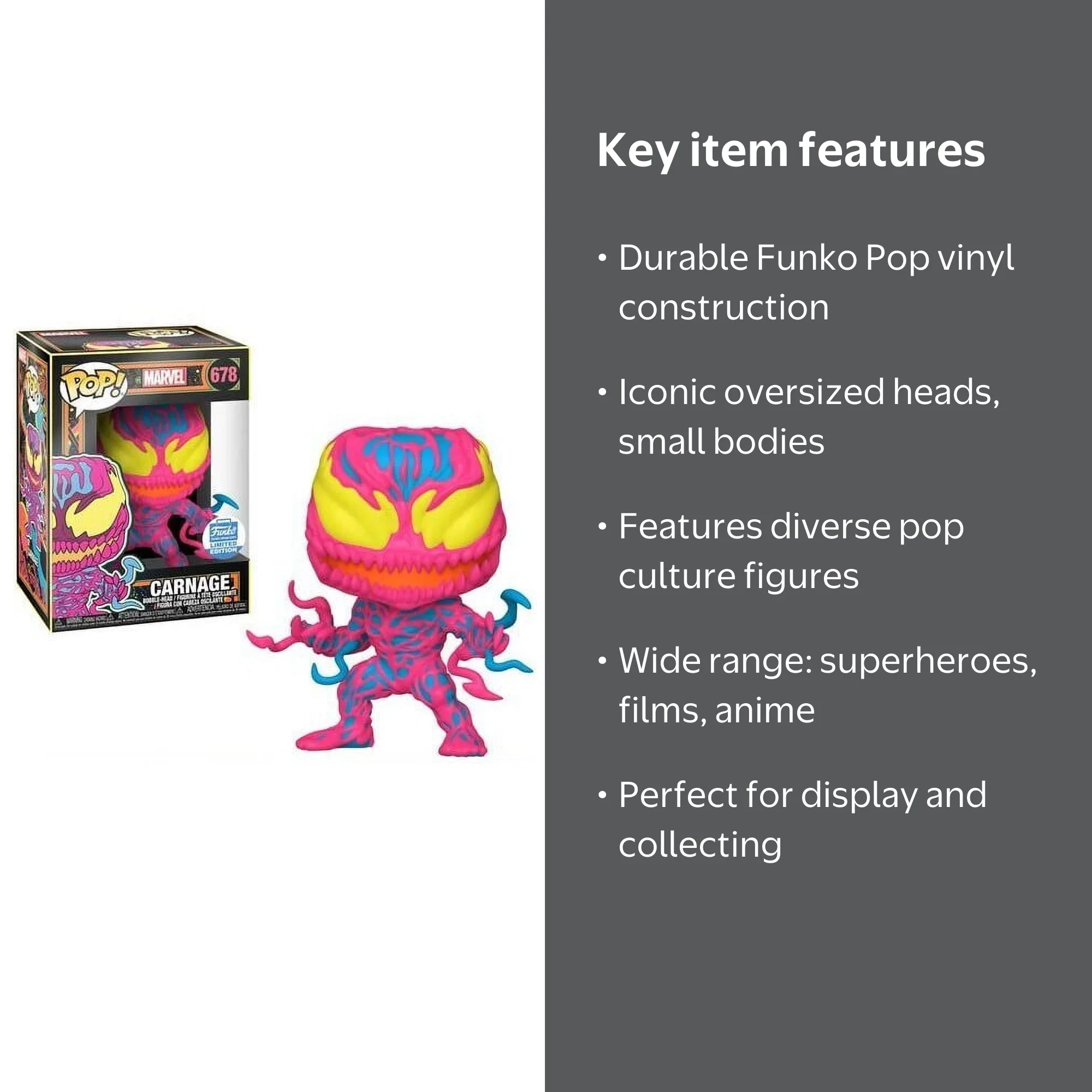 Funko, POP! Vinyl Figure, Carnage Black Light, Funko Shop