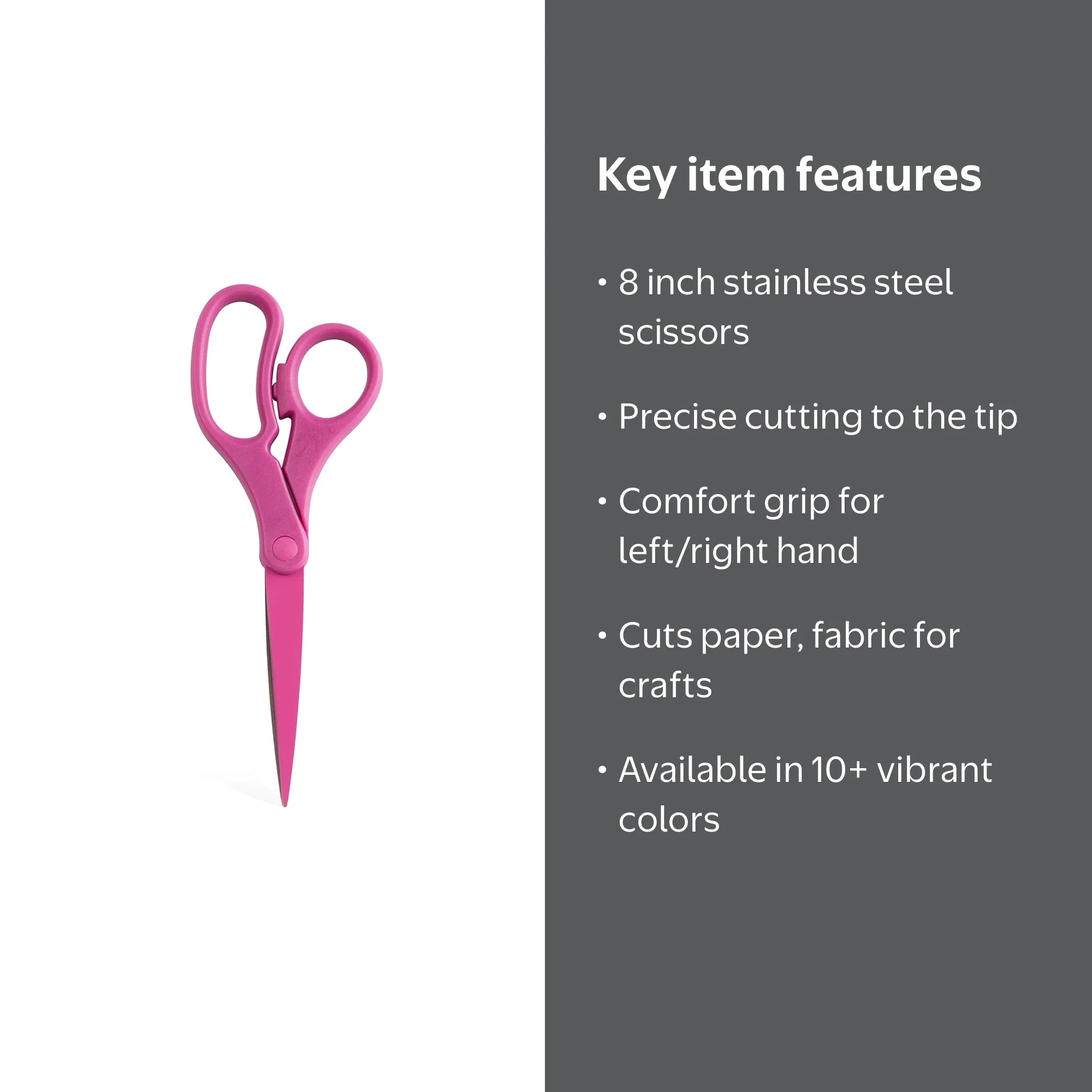 JAM Paper Multi-Purpose Precision Scissors, Pink, 8 inch, 1/Pack