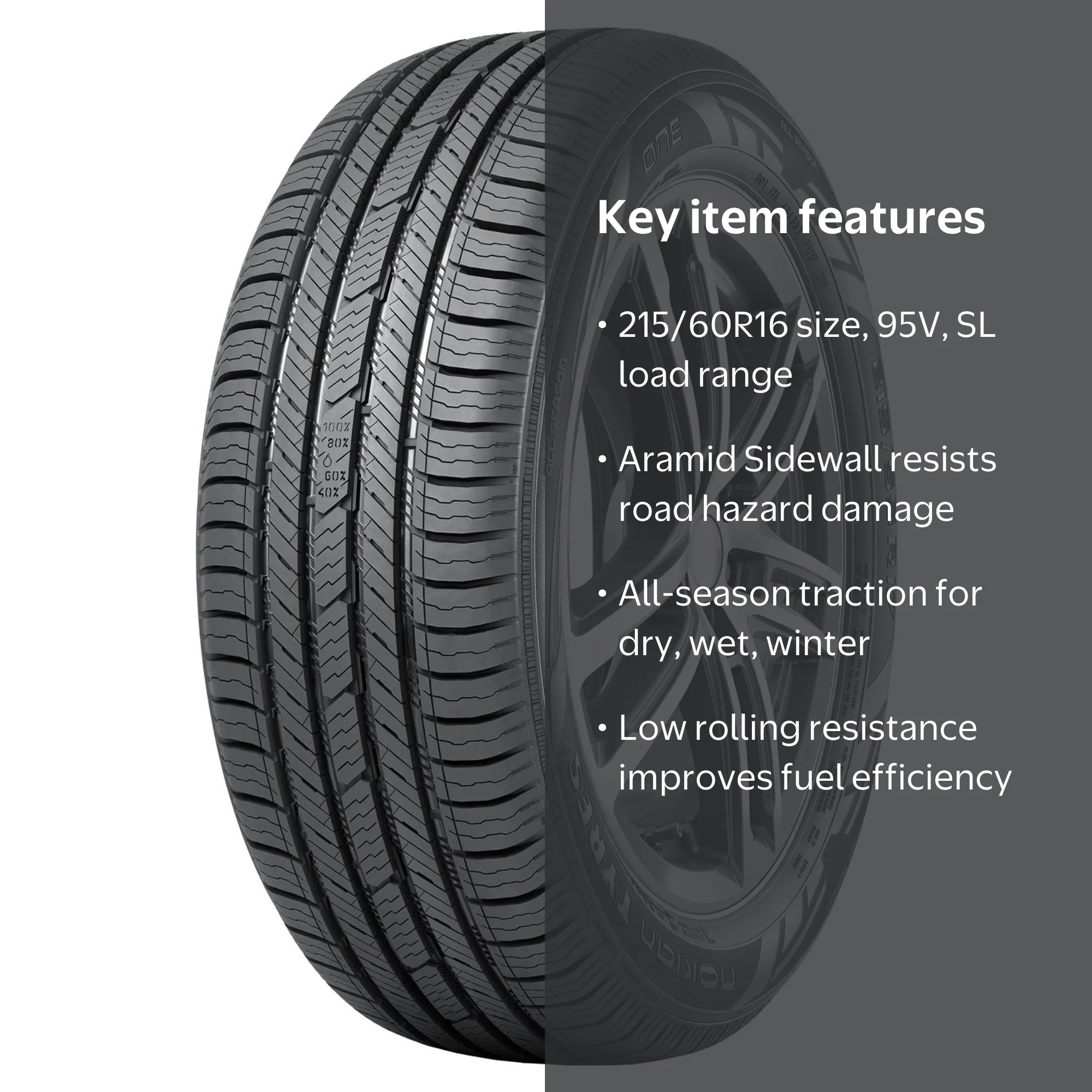 aki Nokian One 215/60R16 95V All Season Passenger Tire with Aramid