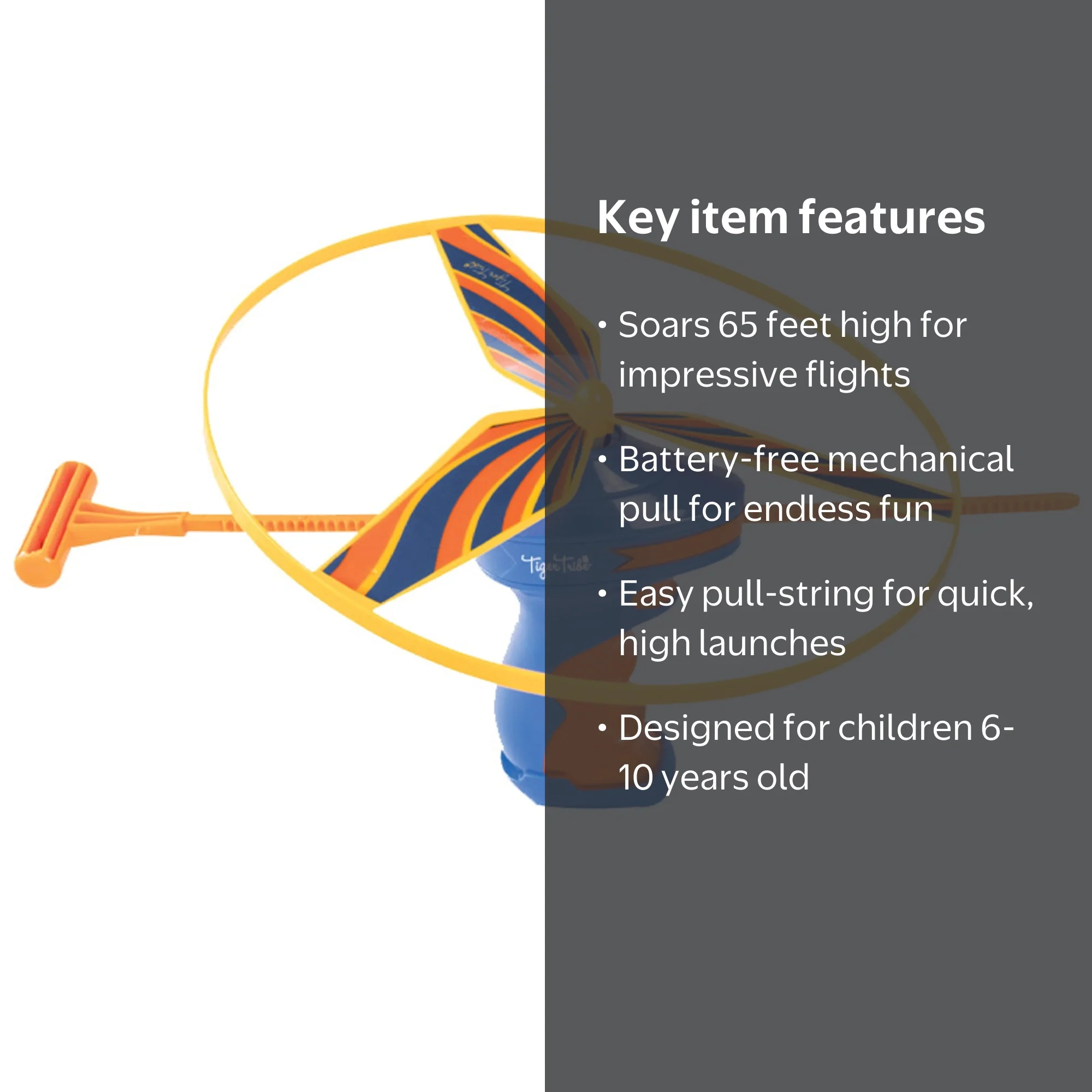 Tiger Tribe Zip Copter Toy, Battery-Free Zip-Pull Flying Toy for