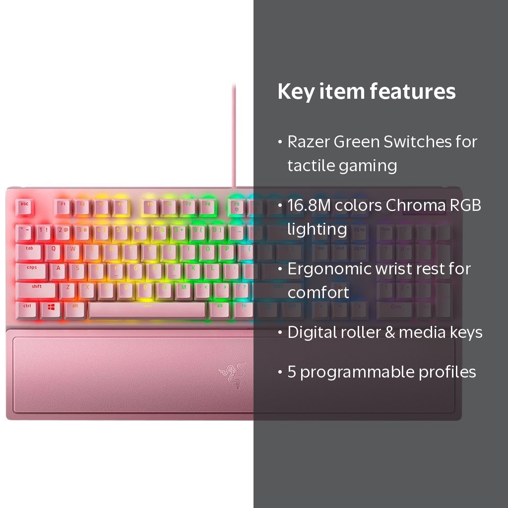 Razer BlackWidow V3 Quartz Mechanical Gaming Keyboard with RGB