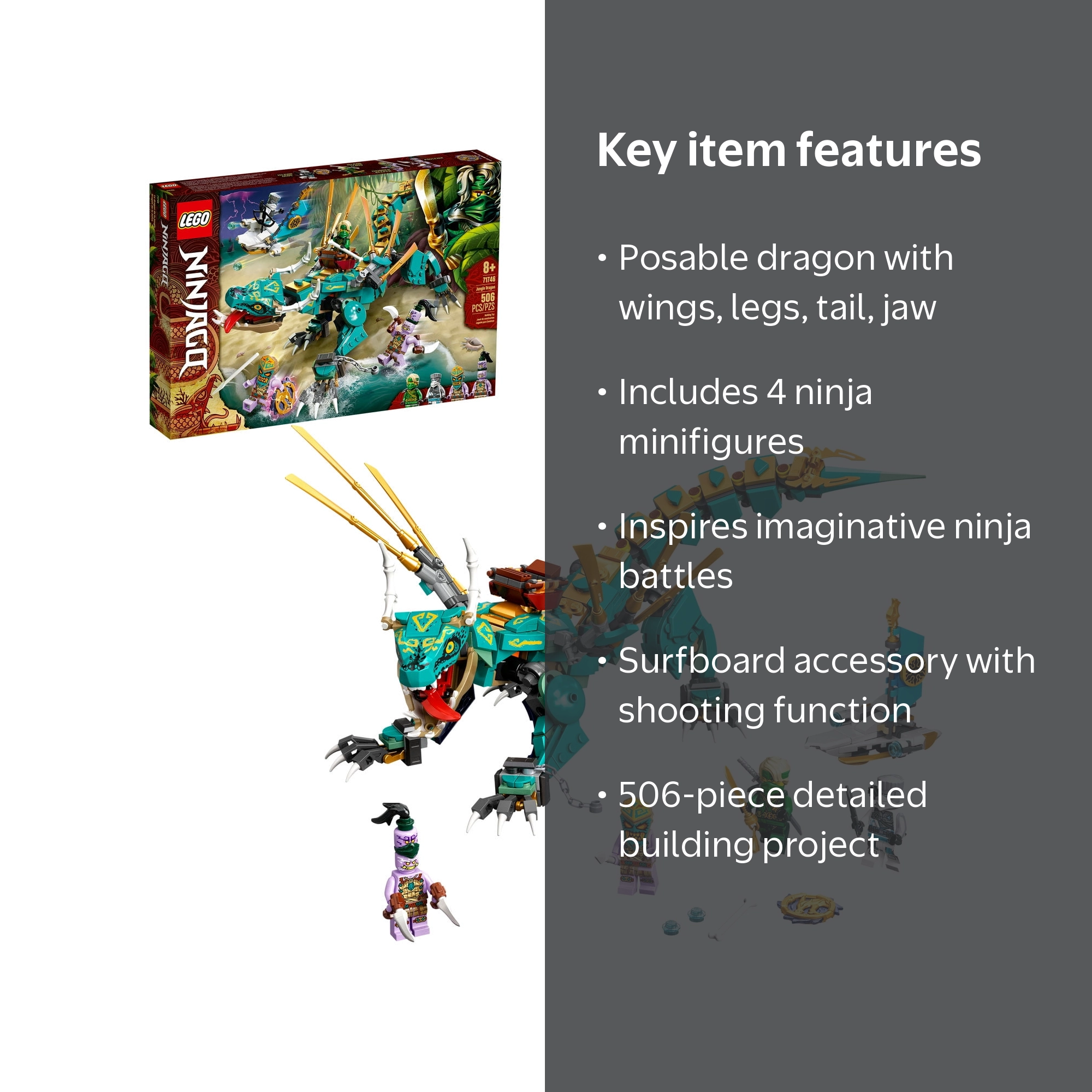 LEGO NINJAGO Jungle Dragon 71746 Ninja Playset Building Toy (506