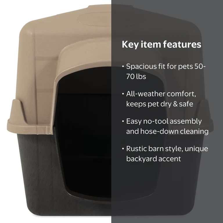 Petmate PetBarn 3 Plastic Outdoor Dog House, Large, 30