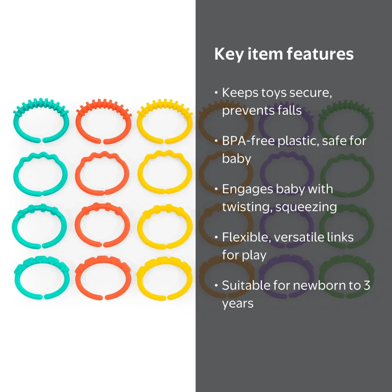 Bright Starts Lots of Links Take-Along Toys, Ages Newborn Plus