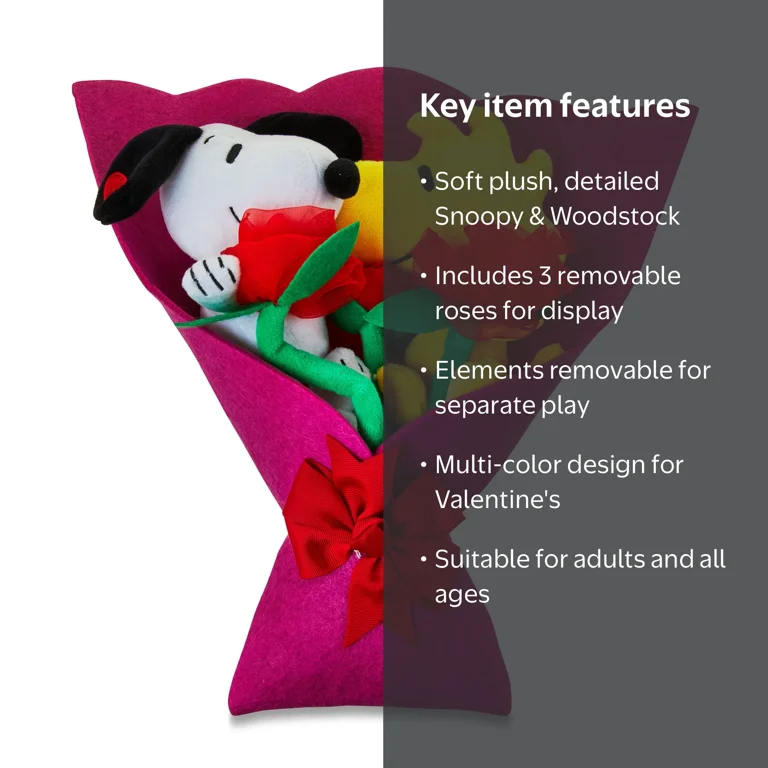 Ruz, Peanuts Plush Valentine's Bouquet, Snoopy and Woodstock