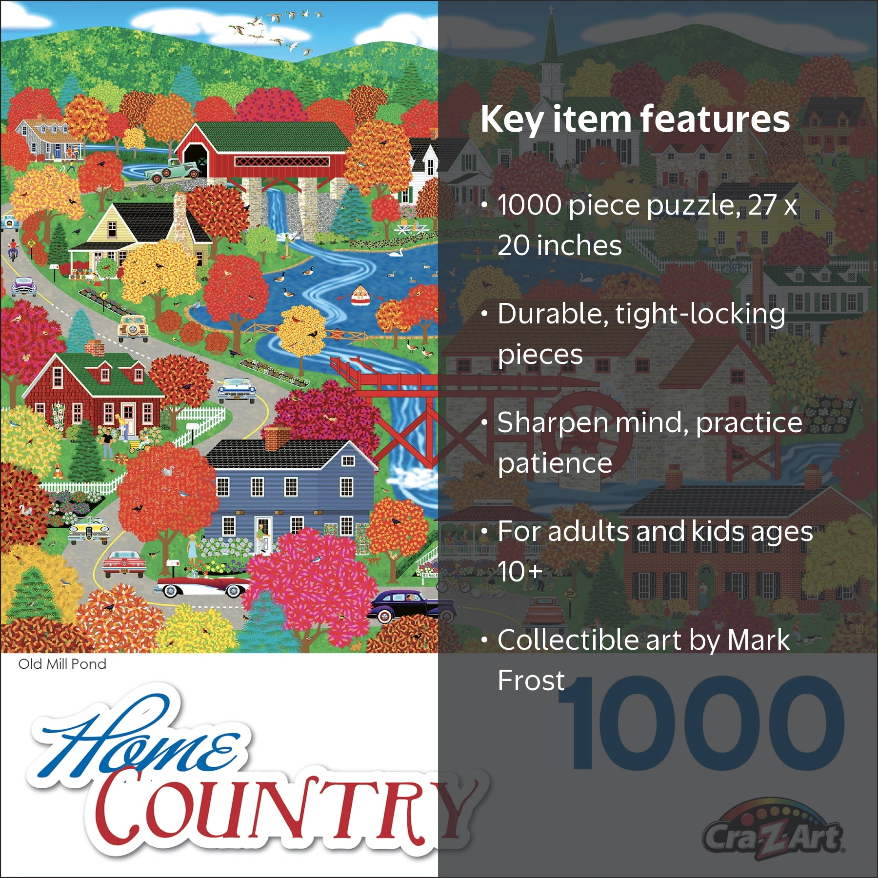Cra-Z-Art Home Country 1000 Piece Jigsaw Puzzle - Old Mill Pond