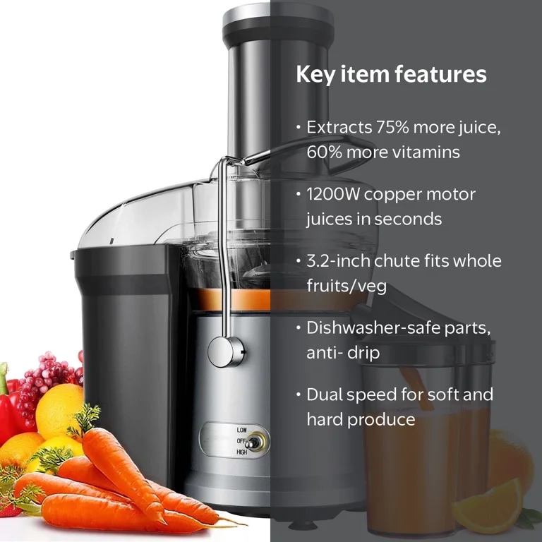 Juicer Machine, 1200W Centrifugal Juicer Extractor with Wide Mouth 3.2