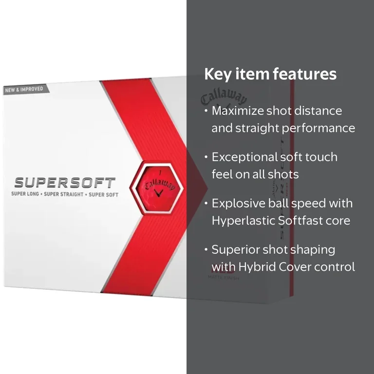Callaway 2023 Supersoft Golf Ball - Matte Red, 12 Pack, Long