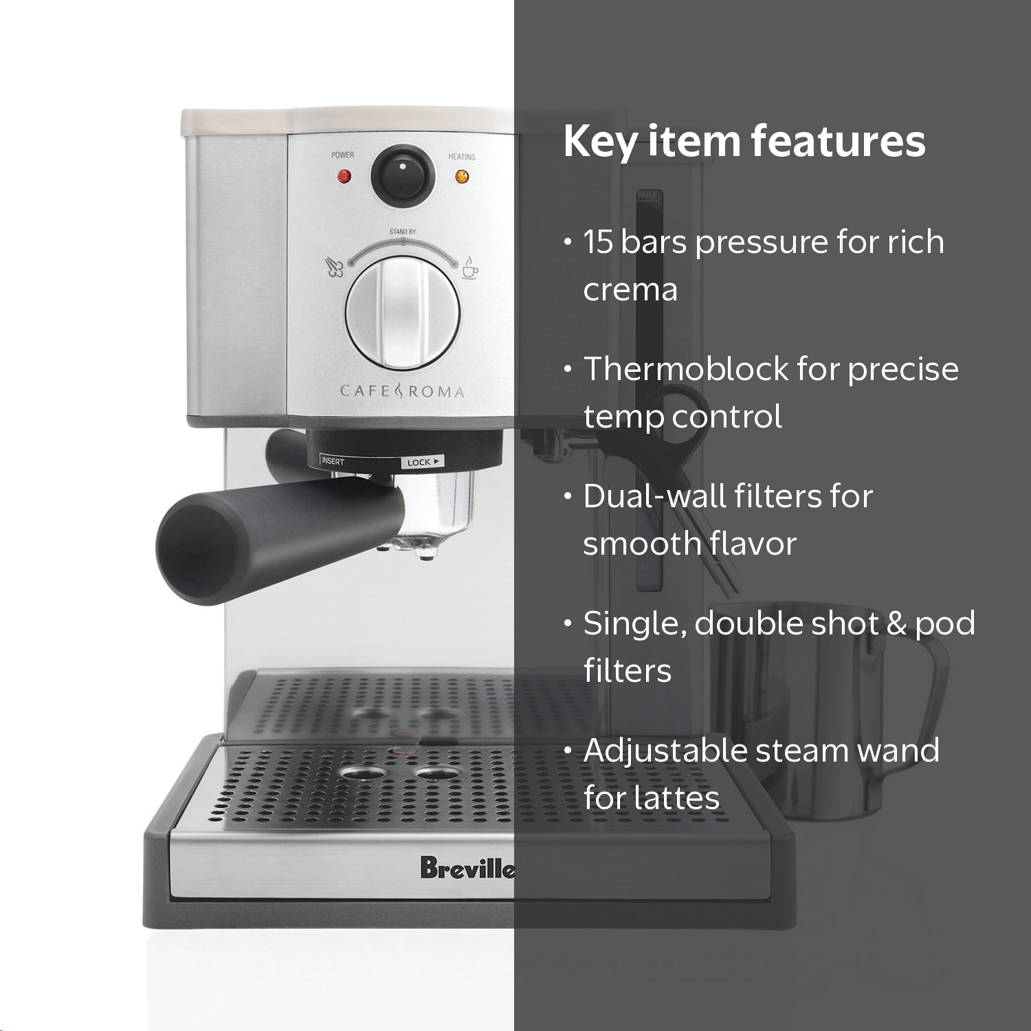 Breville, Espresso Maker, Stainless, 15 Bars Pressure - Walmart.com